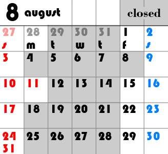 8月のカレンダー